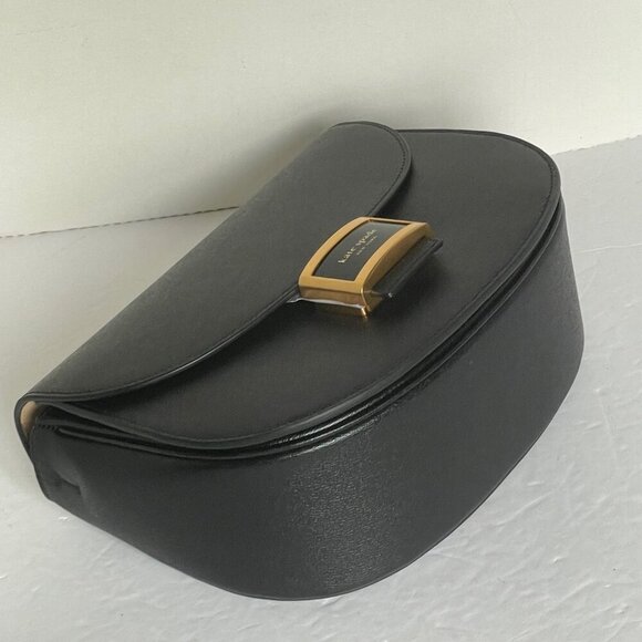 Kate Spade Katy Crossbody Black Leather Saddle Bag Medium Shoulder Bag - Picture 9 of 13